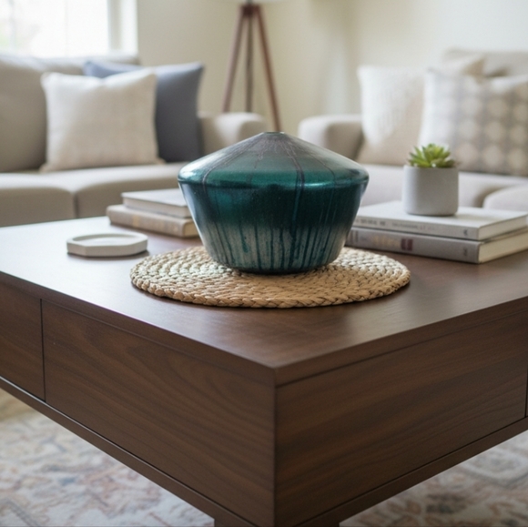 HANDCRAFTED Upcycled Glass Globe HANDPAINTED Tabletop Art Decor Green Silver - Picture 5 of 17